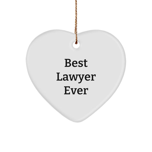 Funny Lawyer Gifts - 'Best Lawyer Ever' Heart Ornament for Men or Women, Christmas Unique Gifts from Family, Friends, Coworkers - The Buy Boom