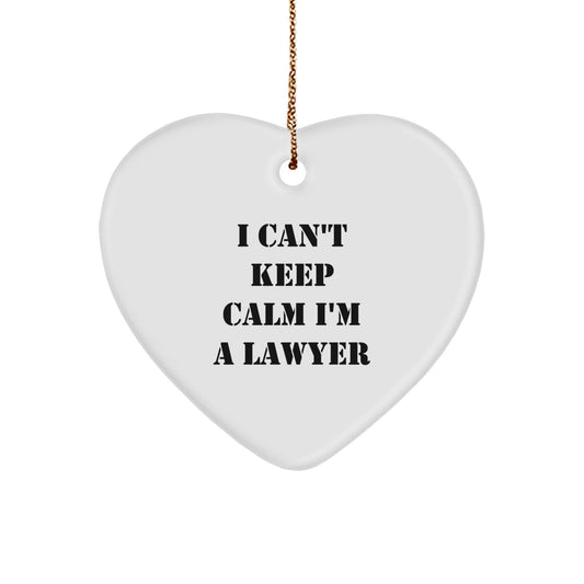 Funny Lawyer Gifts from Friends for Men Unique Lawyer Christmas Ornament 'I Can't Keep Calm I'm A Lawyer' - Heart Shaped Durable - The Buy Boom