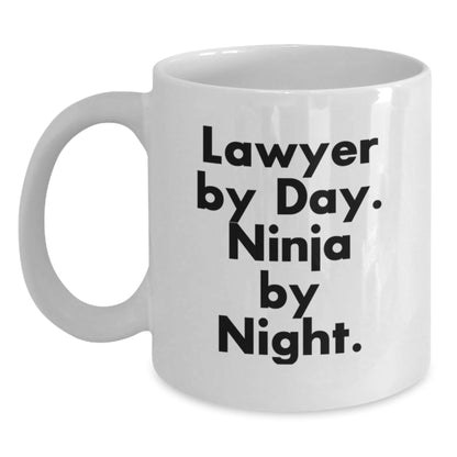 Funny Lawyer Gifts from Friends - 'Lawyer By Day. Ninja By Night.' White Coffee Mug for Men or Women - The Buy Boom
