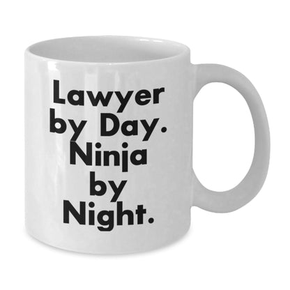 Funny Lawyer Gifts from Friends - 'Lawyer By Day. Ninja By Night.' White Coffee Mug for Men or Women - The Buy Boom