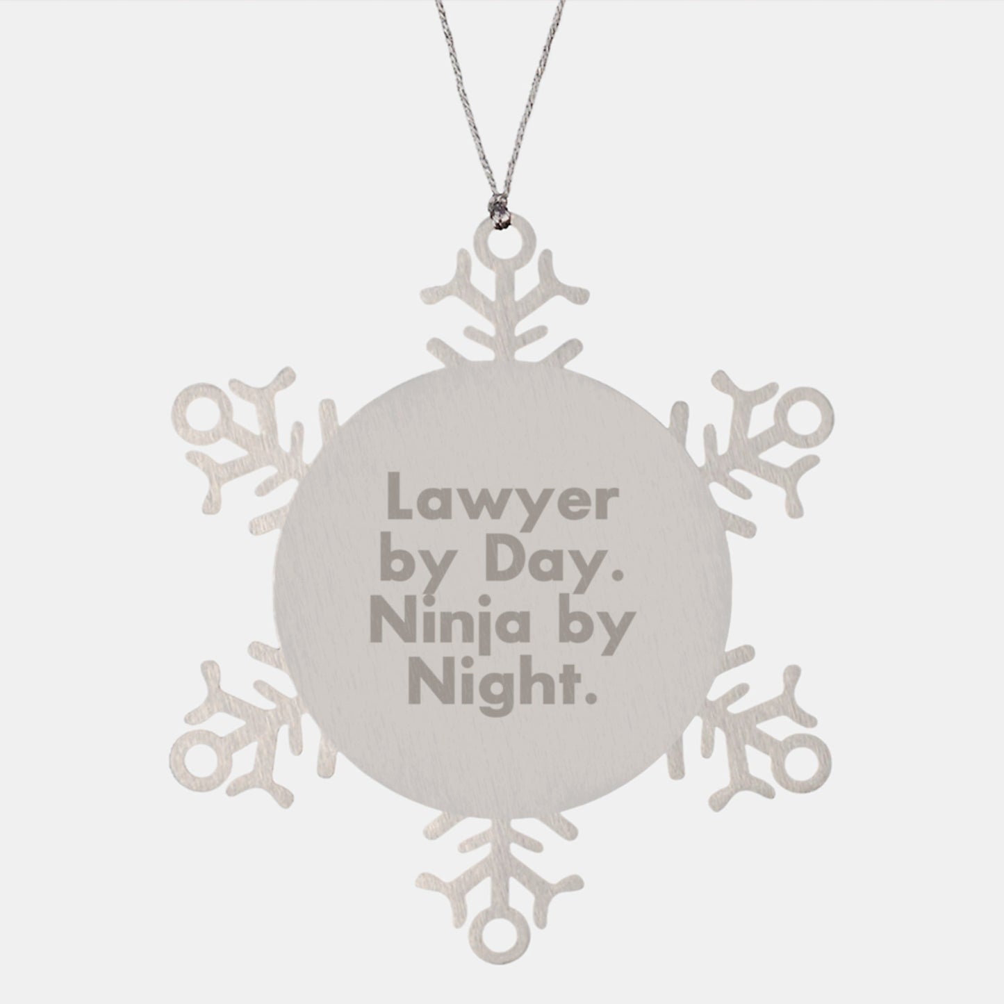 Funny Lawyer Gifts from Men - Snowflake Ornament for Christmas, 'Lawyer By Day. Ninja By Night.' Quote, Shatterproof Stainless Steel - The Buy Boom