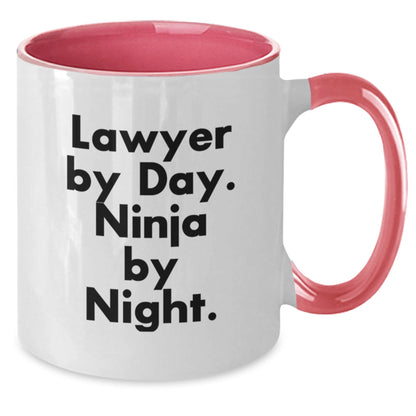 Funny Lawyer Gifts from Men to Graduating Lawyers - Lawyer By Day. Ninja By Night. Quote Two Tone Coffee Mug - The Buy Boom