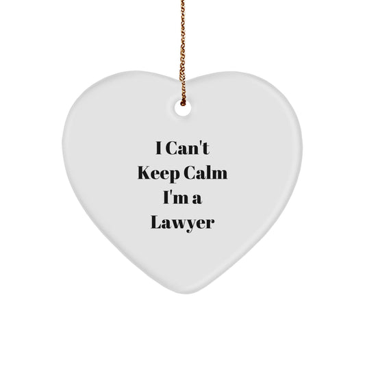 Funny Lawyer Gifts, 'I Can't Keep Calm I'm A Lawyer' Heart Ornament for Lawyer, Christmas Unique Gifts from Friends to Family - The Buy Boom