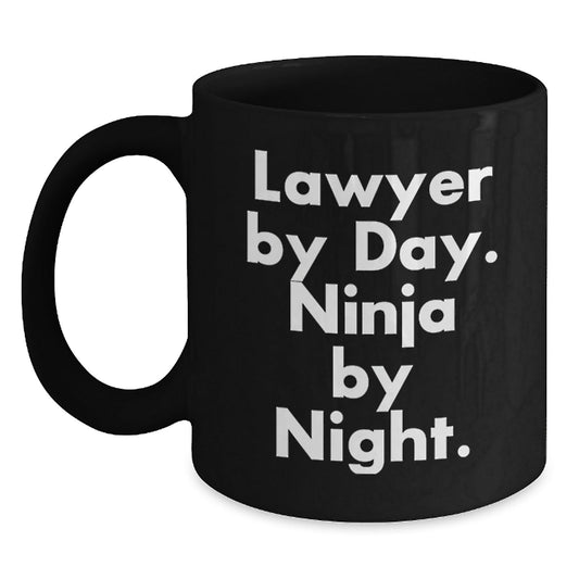 Funny Lawyer Mug, Gifts from Men to Lawyer Friends for Graduation, 'Lawyer By Day. Ninja By Night.' Quote, Black Coffee Mug - The Buy Boom