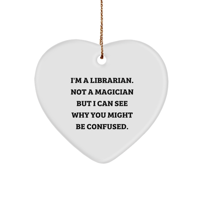 Funny Librarian Gifts for Him or Her, Heart Ornament with Christmas Quote, Gifts from Friends, Unique Librarian Presents for Women, Men or Coworkers - The Buy Boom