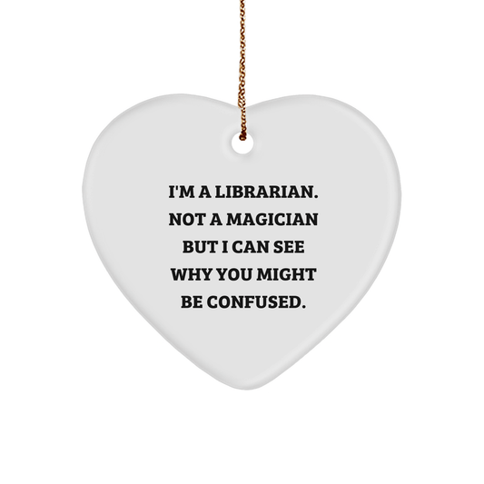 Funny Librarian Gifts for Him or Her, Heart Ornament with Christmas Quote, Gifts from Friends, Unique Librarian Presents for Women, Men or Coworkers - The Buy Boom