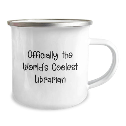 Funny Librarian Gifts for Men, Women, and Friends - Officially The World's Coolest Librarian Camping Mug, Stainless Steel with Enamel Finish - The Buy Boom