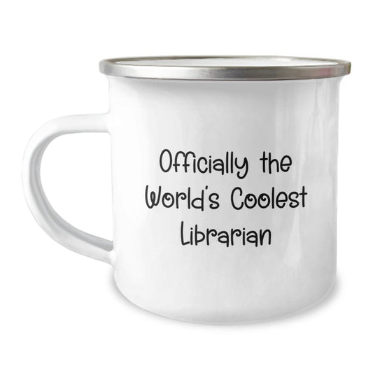 Funny Librarian Gifts for Men, Women, and Friends - Officially The World's Coolest Librarian Camping Mug, Stainless Steel with Enamel Finish - The Buy Boom