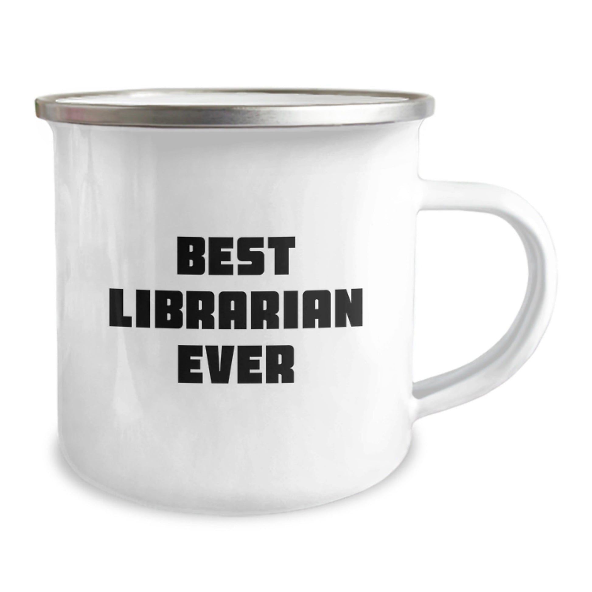 Funny Librarian Gifts from Friends - Best Librarian Ever Quote, 12 oz Camping Mug for Graduation, Librarian Appreciation - The Buy Boom