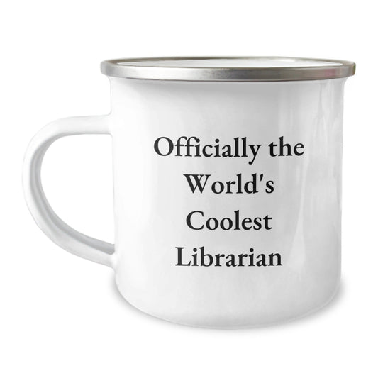 Funny Librarian Gifts from Friends, Officially The World's Coolest 'Librarian' Camping Mug for Christmas Unique Gifts, Stainless Steel Enamel Finish - The Buy Boom