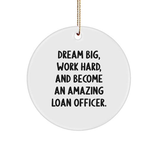 Funny Loan Officer Gifts from Friends for Men, Inspirational Christmas Unique Loan Officer Circle Ornament - Dream Big, Work Hard - The Buy Boom