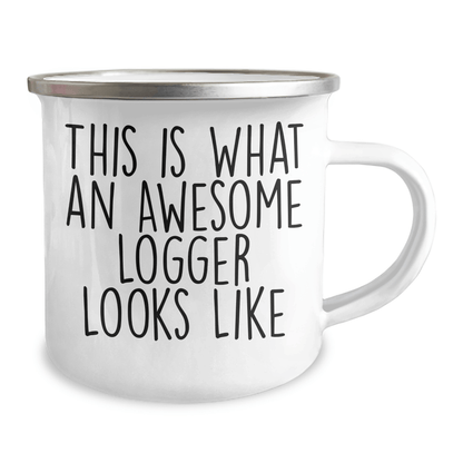 Funny Logger Gift Mug – Awesome Logger Camping Mug, 12oz Enamel - The Buy Boom