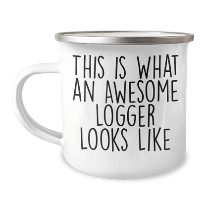Funny Logger Gift Mug – Awesome Logger Camping Mug, 12oz Enamel - The Buy Boom