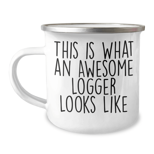 Funny Logger Gift Mug – Awesome Logger Camping Mug, 12oz Enamel - The Buy Boom