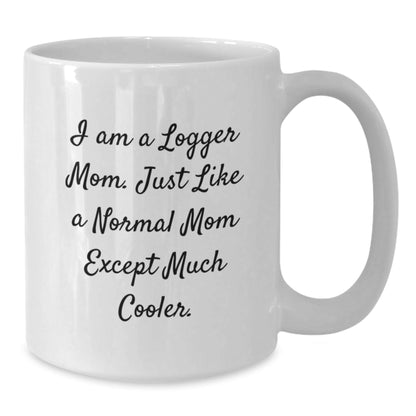 Funny Logger Mom White Coffee Mug Gifts for Men Women Friends Family - I Am A Logger Mom Except Much Cooler - The Buy Boom