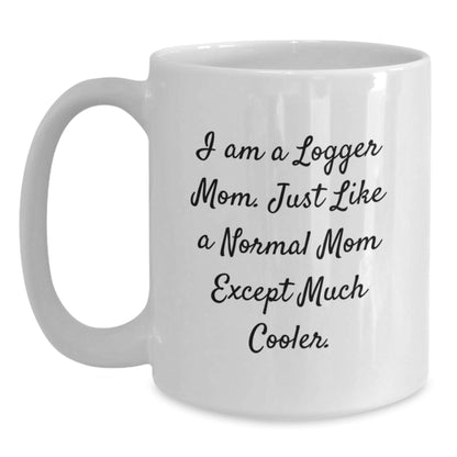 Funny Logger Mom White Coffee Mug Gifts for Men Women Friends Family - I Am A Logger Mom Except Much Cooler - The Buy Boom