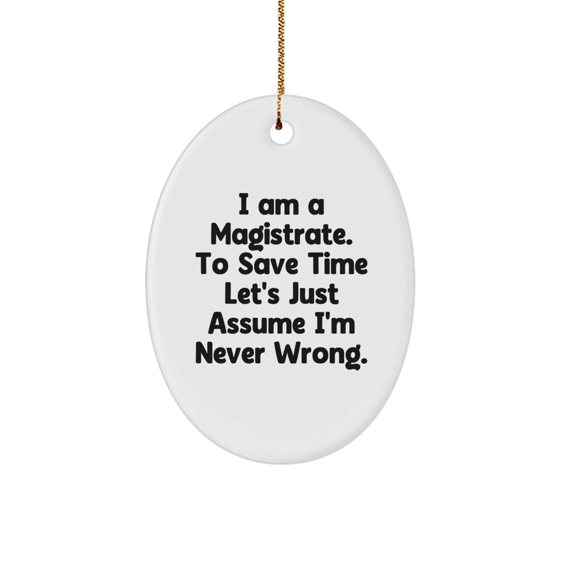 Funny Magistrate Gift for Men - 'I'm Never Wrong' Oval Ornament, White, Christmas Unique Gifts from Friends to Family - The Buy Boom