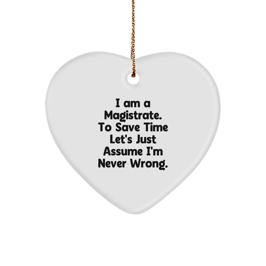 Funny Magistrate Gifts from Friends, Heart Ornament for Magistrate, I'm Never Wrong Christmas Unique Gifts - The Buy Boom
