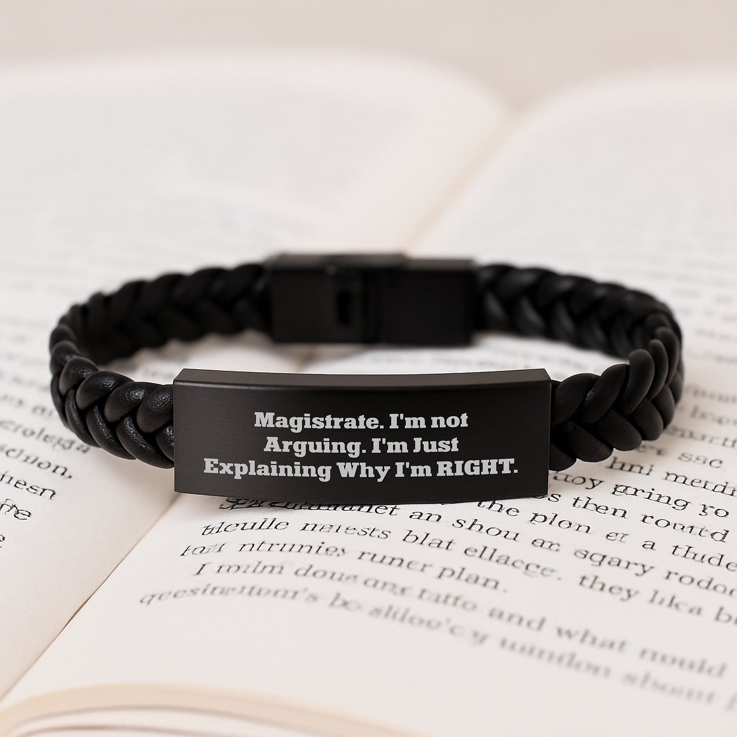 Funny Magistrate Quote Interlaced Leather Bracelet, Gifts from Friends to Magistrate, Unique Christmas Unique Gifts for Men, Women, Coworkers, Family, Stainless Steel Leather Accessories - The Buy Boom