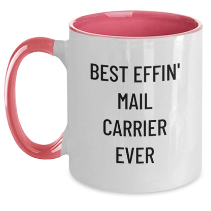 Funny Mail Carrier Gifts for Men Christmas Unique Presents from Friends and Family Two Tone Coffee Mug - Best Effin' Mail Carrier Ever - The Buy Boom