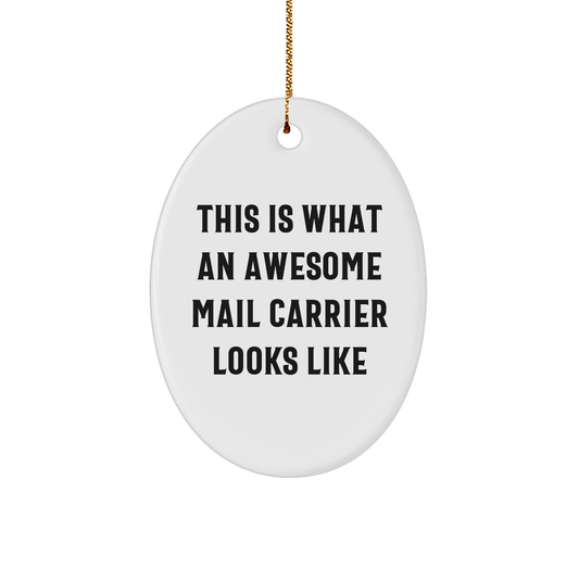 Funny Mail Carrier Gifts for Men - This Is What Awesome Looks Like, Oval Ornament, Christmas Unique Gifts from Family - The Buy Boom