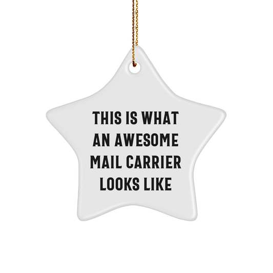 Funny Mail Carrier Gifts from Friends - This Is What An Awesome Mail Carrier Looks Like Star Ornament for Christmas - The Buy Boom