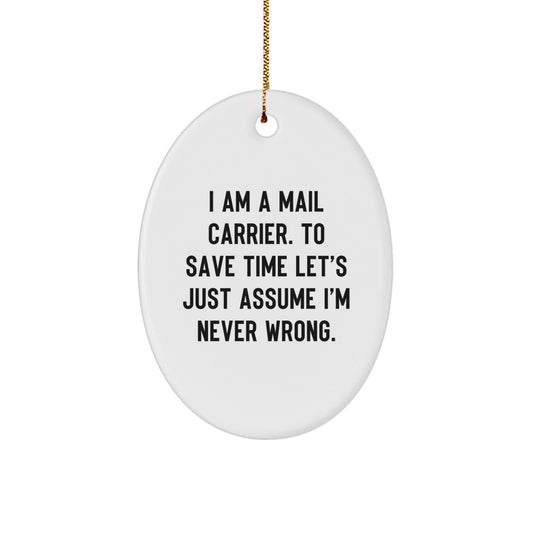 Funny Mail Carrier Oval Ornament Gifts from Friends, Coworkers, Family to Mail Carrier Men, Women, Christmas Unique Decorations - The Buy Boom