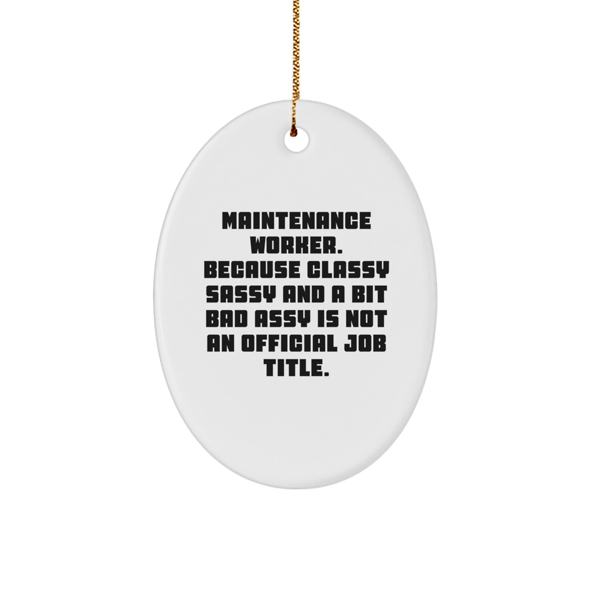 Funny Maintenance Worker Gifts from Friends, Oval Ornament for Christmas Unique Gifts, Classy Sassy And A Bit Fearlessy Is Not An Official Job Title - The Buy Boom