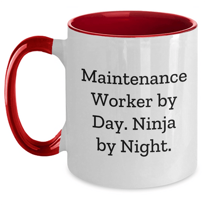 Funny Maintenance Worker Gifts - Maintenance Worker By Day. Ninja By Night. Two Tone Coffee Mug for Father's Day Unique Gifts from Men to Maintenance Worker Friends - The Buy Boom