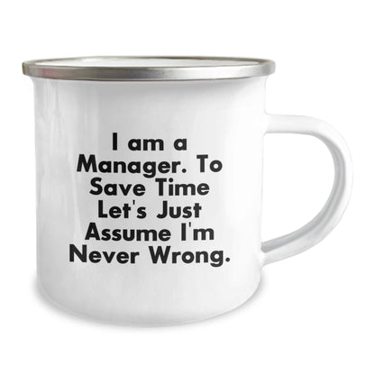 Funny Manager Gifts for Men - I Am A Manager Mug, Perfect Camping Mug for Boss, Encouraging Motivational Quote, Stainless Steel with Enamel Finish, Gifts from Friends to Coworkers - The Buy Boom