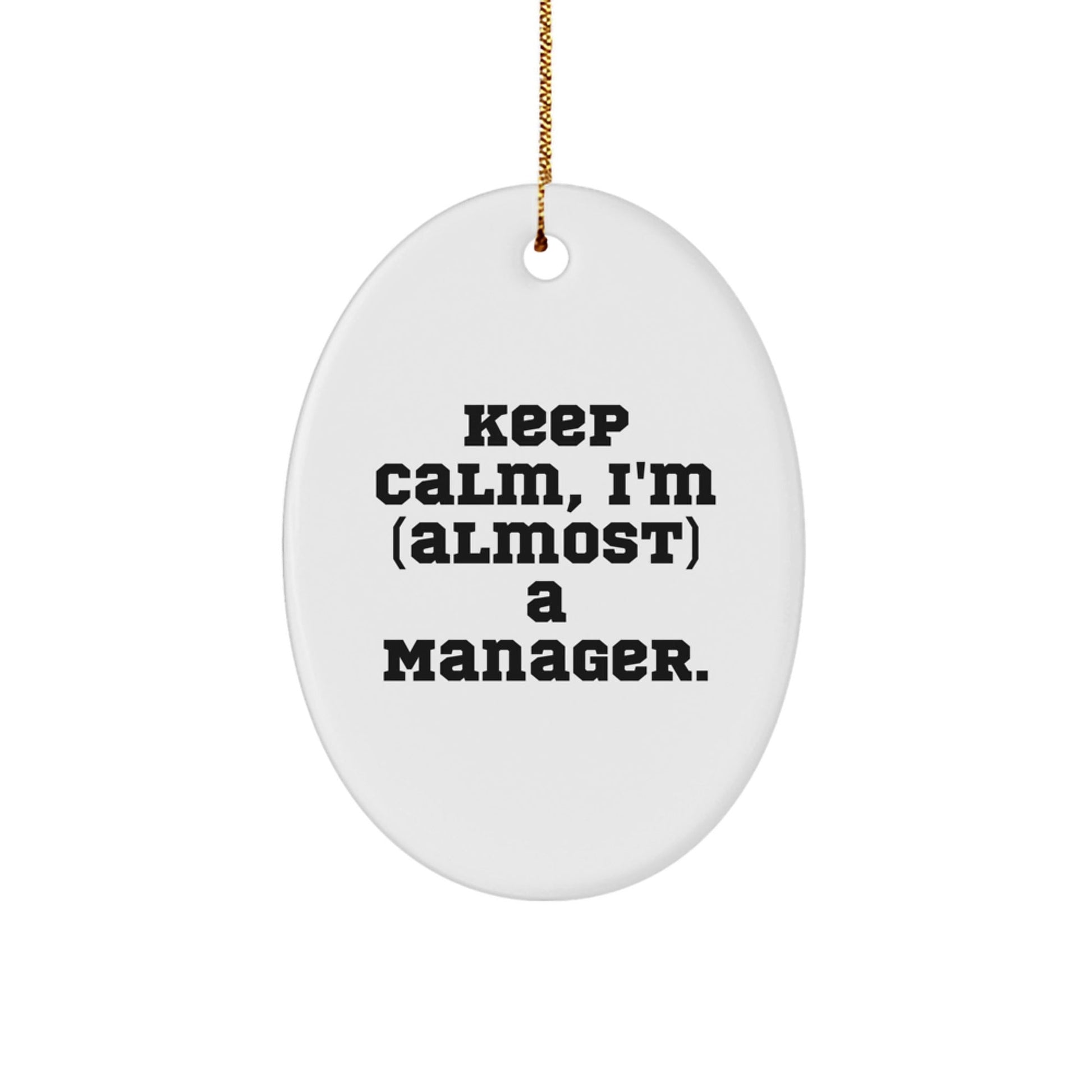 Funny Manager Gifts from Friends, Unique Oval Ornament for Christmas 'Keep Calm, I'm (almost) A Manager.' - The Buy Boom