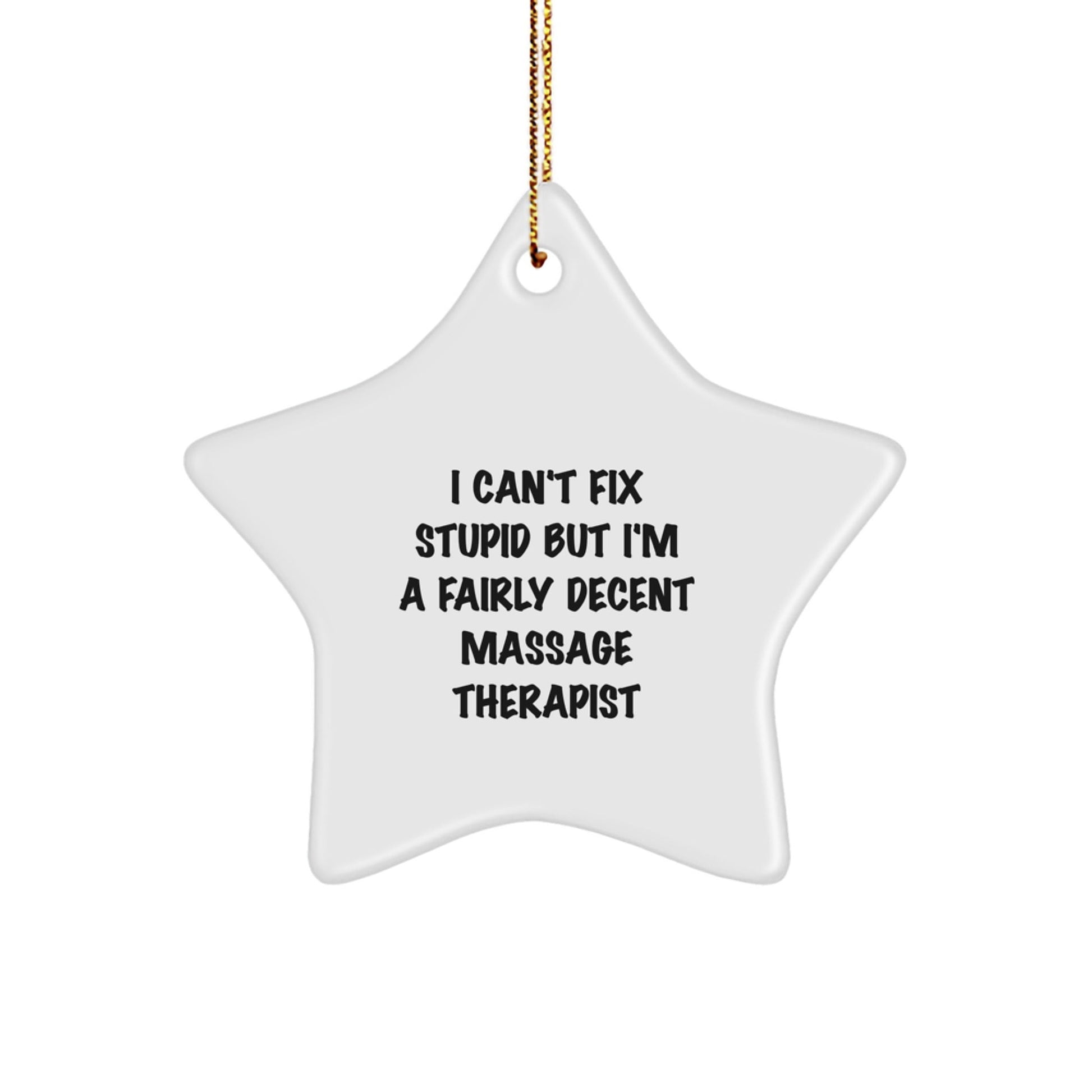 Funny Massage Therapist Gifts for Christmas - Star Ornament with I Can't Fix Stupid Quote, Gifts from Friends to Family - The Buy Boom