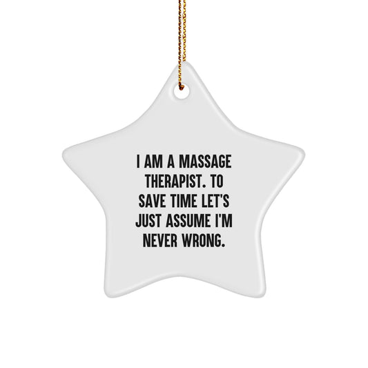 Funny Massage Therapist Gifts from Friends Christmas Unique Star Ornament for Massage Therapist, Humorous Present, White Star Shaped Decoration - The Buy Boom