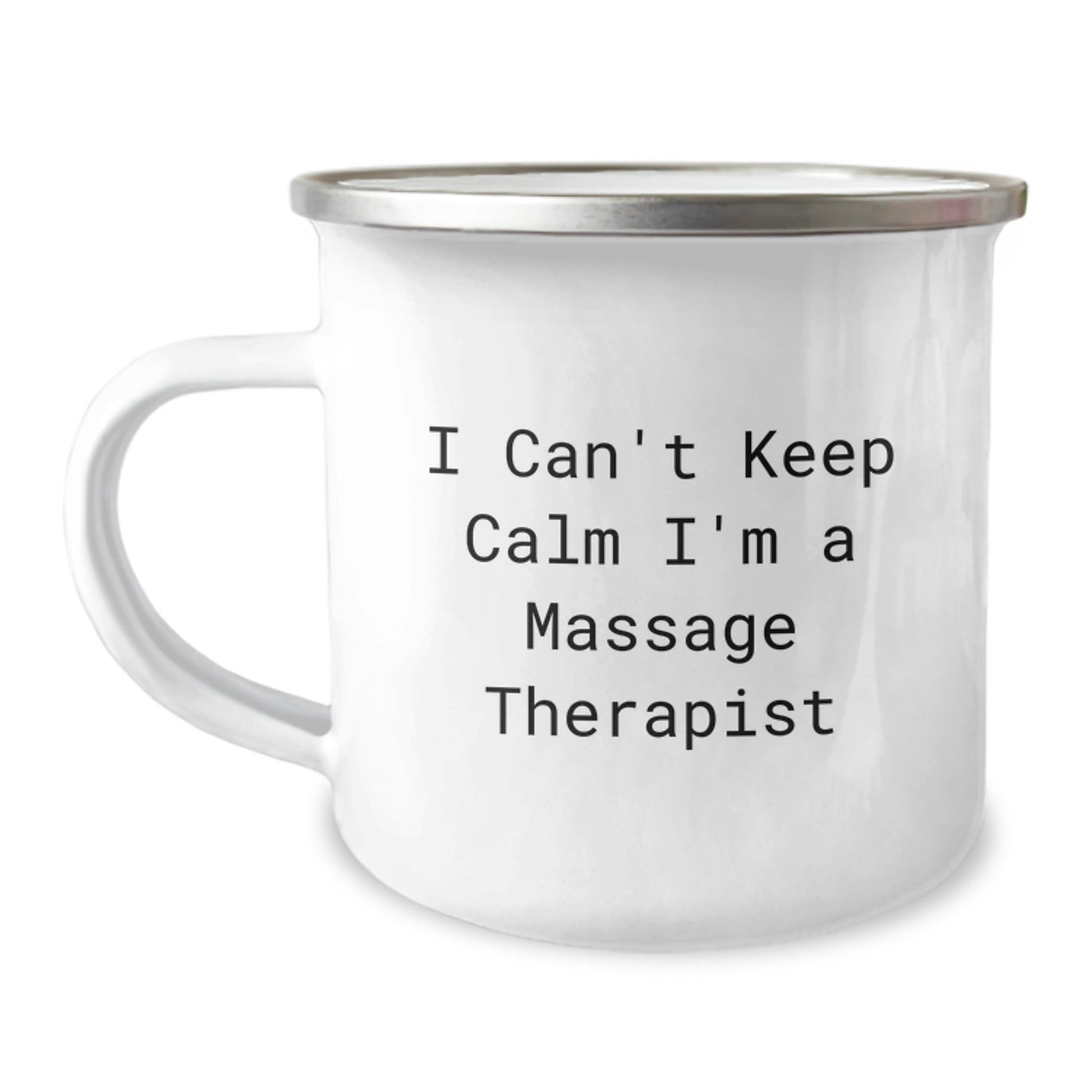 Funny Massage Therapist Gifts from Friends for Christmas, 'I Can't Keep Calm I'm A Massage Therapist' Camping Mug, Unique Stainless Steel Mug with Enamel Finish - The Buy Boom
