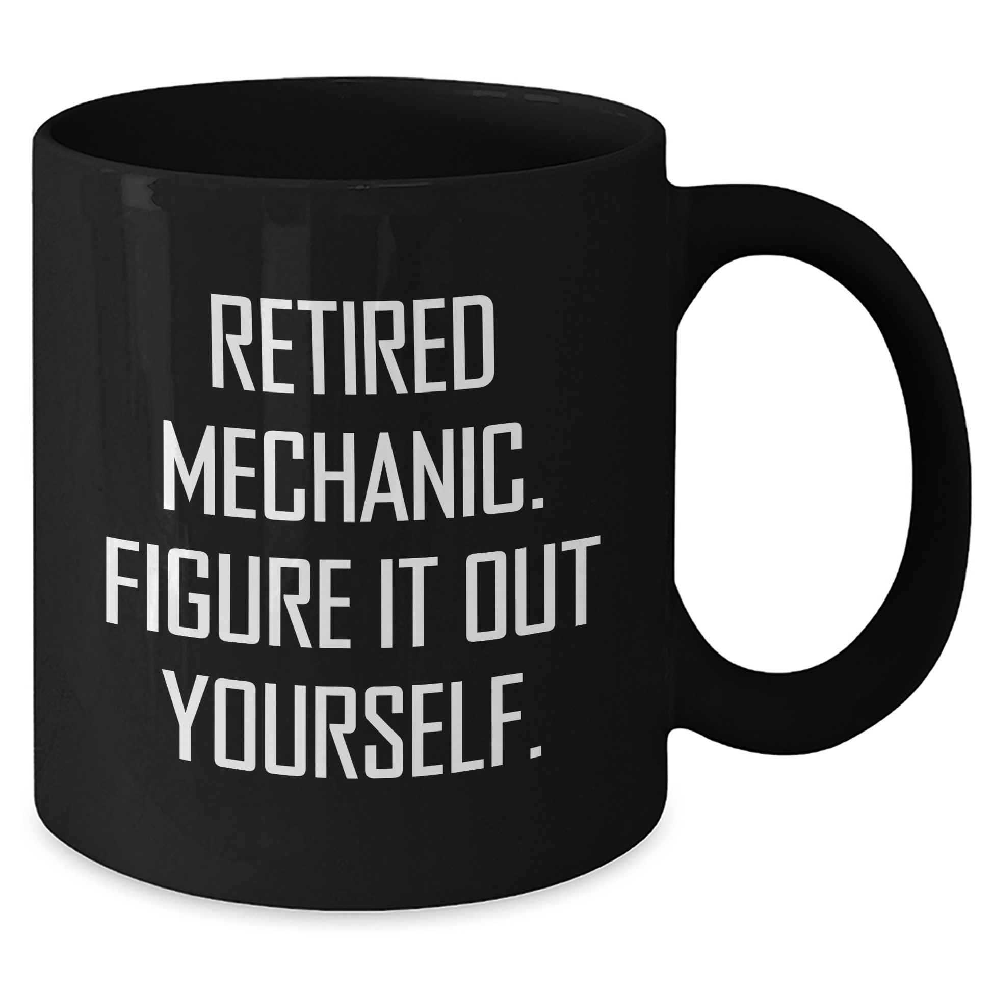 Funny Mechanic Gifts for Men, Black Coffee Mug with 'Retired Mechanic. Figure It Out Yourself.' Quote, Graduation Unique Gifts from Friends or Family - The Buy Boom