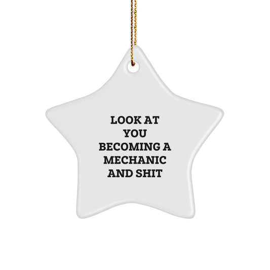 Funny Mechanic Gifts for Men, Unique Star Ornament, 'Look At You Becoming A Mechanic And Shit', Christmas Unique Gifts from Family to Friends, Mechanic Men Decor - The Buy Boom