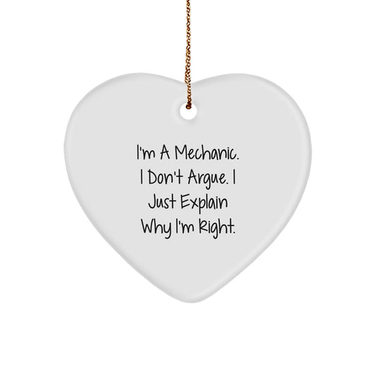 Funny Mechanic Gifts, Heart Ornament, I'm a Mechanic, Gifts from Friends for Mechanic Men, Unique Christmas Unique Gifts - The Buy Boom