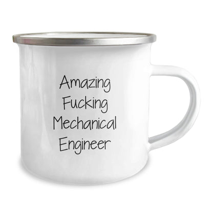 Funny Mechanical Engineer Gifts from Friends for Him - 'Amazing F - king Mechanical Engineer' Quote on Camping Mug, 12 oz Stainless Steel with Enamel Finish - The Buy Boom