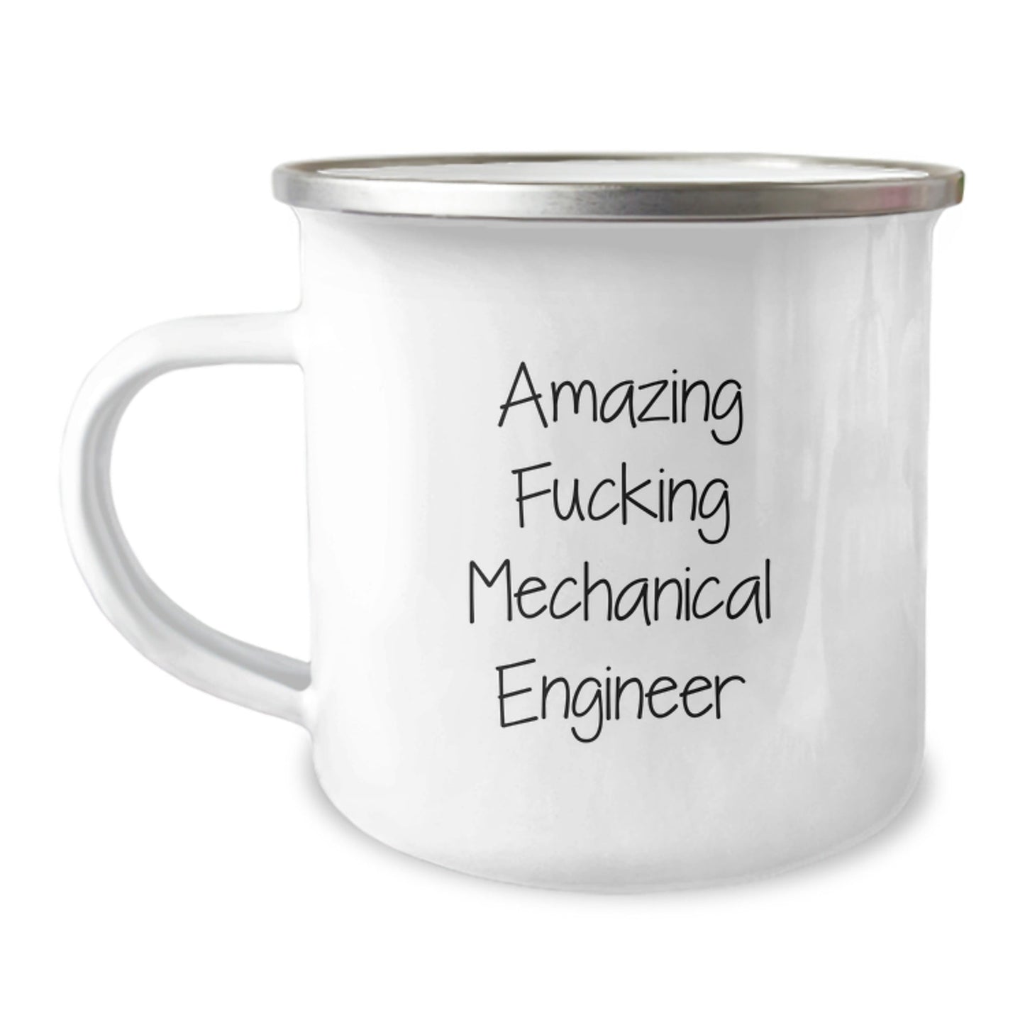 Funny Mechanical Engineer Gifts from Friends for Him - 'Amazing F - king Mechanical Engineer' Quote on Camping Mug, 12 oz Stainless Steel with Enamel Finish - The Buy Boom