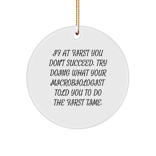 Funny Microbiologist Gifts from Friends - 'If At First You Don't Succeed...' Circle Ornament for Christmas - The Buy Boom