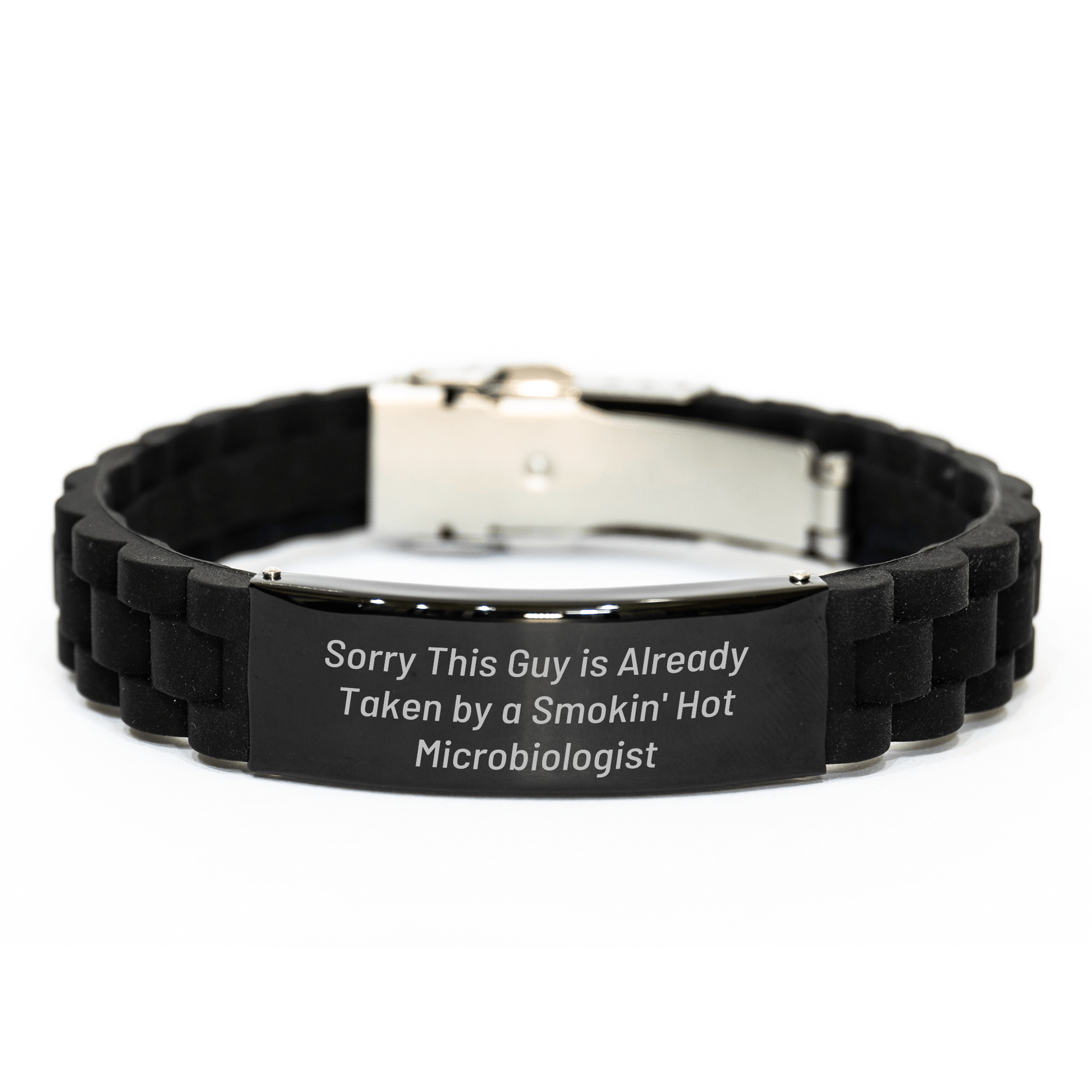 Funny Microbiologist Gifts from Men, Gifts for Microbiologist - Glide lock Clasp Bracelet, Sorry This Guy Is Already Taken By A Smokin' Hot Microbiologist - The Buy Boom