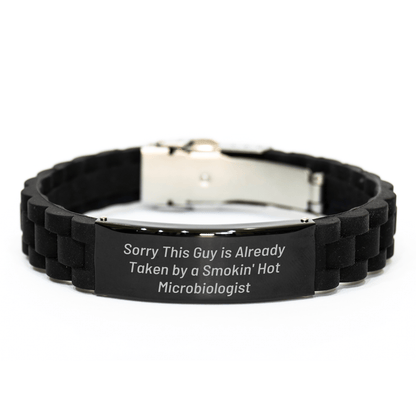 Funny Microbiologist Gifts from Men, Gifts for Microbiologist - Glide lock Clasp Bracelet, Sorry This Guy Is Already Taken By A Smokin' Hot Microbiologist - The Buy Boom