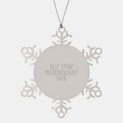 Funny Microbiologist Gifts, Snowflake Ornament for Christmas, Best Effin' Microbiologist Ever Quote, Gifts from Men to Microbiologists, Unique Christmas Unique Gifts - The Buy Boom