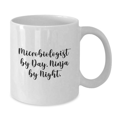 Funny Microbiologist Graduation Gifts from Friends, White Coffee Mug for Men or Women by Day, Ninja By Night Quote - The Buy Boom