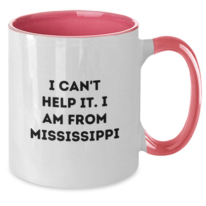 Funny Mississippi Christmas Two Tone Coffee Mugs Gifts from Men to Mississippi Women Friends Family - I Can't Help It I Am From Mississippi - The Buy Boom