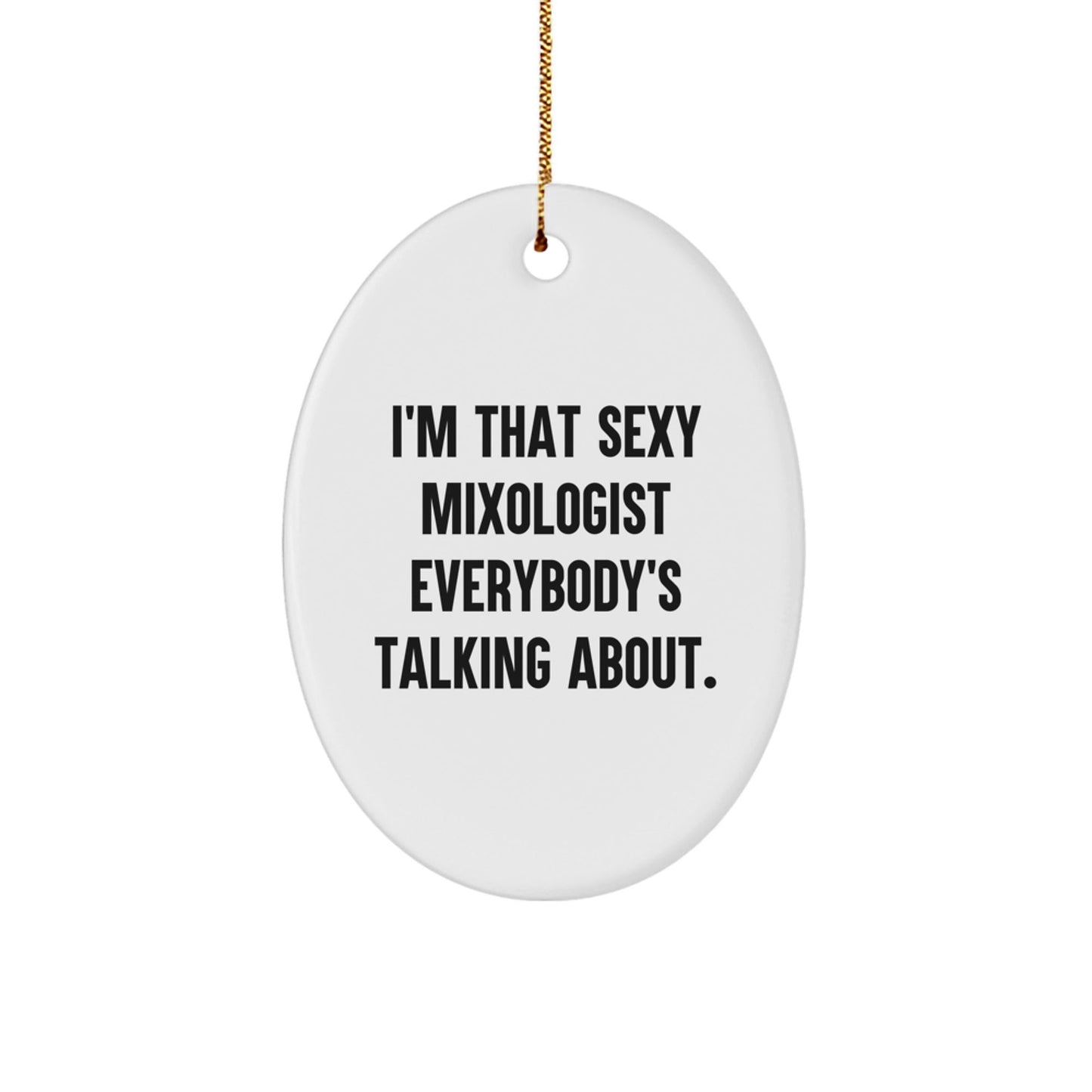 Funny Mixologist Gifts for Women Christmas Unique Oval Ornament from Friends for Women - I'm That Sexy Mixologist Everybody's Talking About. - The Buy Boom