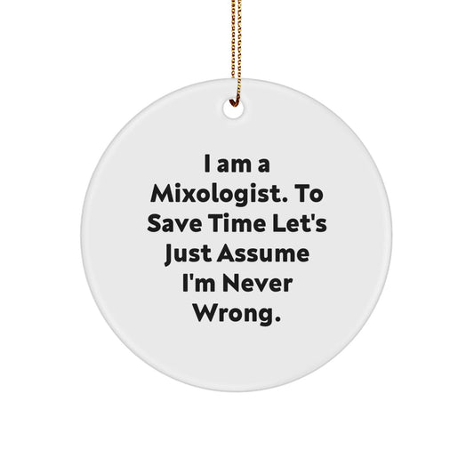 Funny Mixologist Gifts from Family for Mixologist Men - Christmas Unique Circle Ornaments with Quote - The Buy Boom