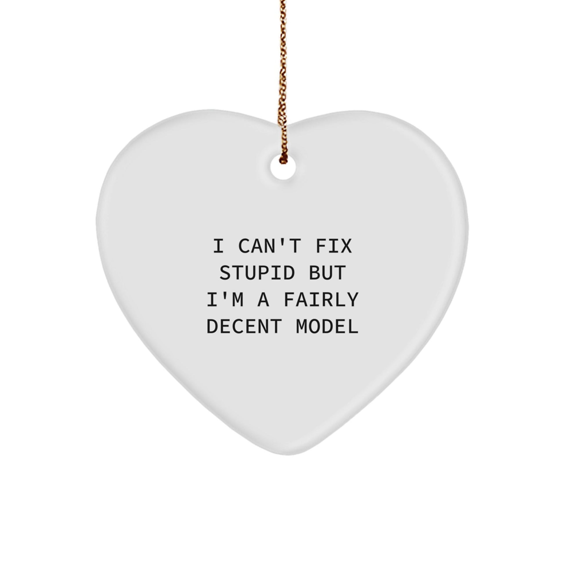 Funny Model Gifts for Friends - Heart Ornament with I Can't Fix Stupid Model Quote, Gifts from Men, Women, or Family for Model, Christmas Unique Gifts - The Buy Boom