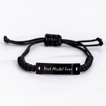 Funny Model Gifts from Friends - Best Model Ever Rope Bracelet for Men - Adjustable Black Stainless Steel with Interlaced Rope - Father's Day Unique Gifts - The Buy Boom