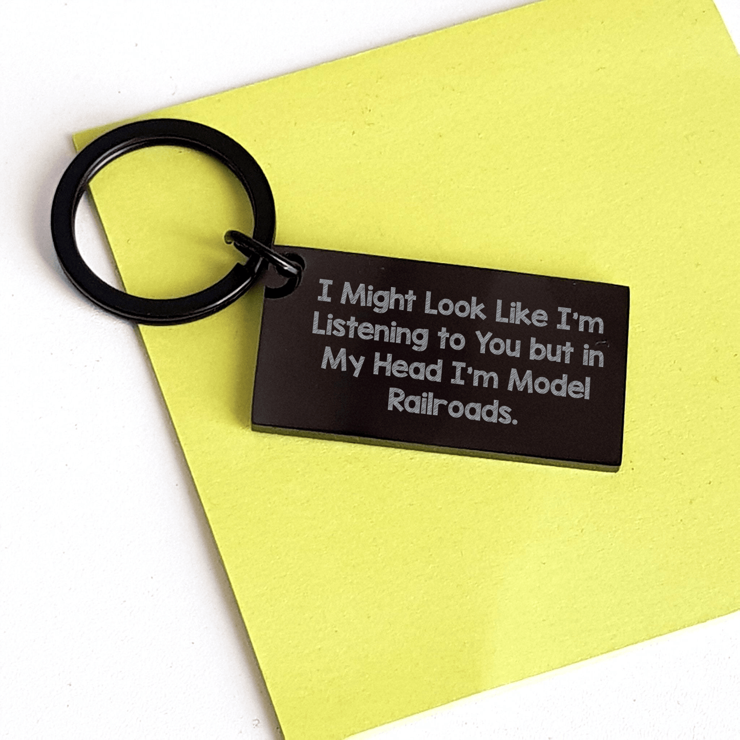 Funny Model Railroads Keychain Gifts for Men and Women from Friends and Family - 'I Might Look Like I'm Listening To You But In My Head I'm Model Railroads' Keychain for Graduation - The Buy Boom